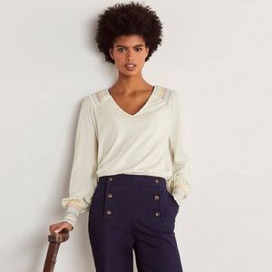 BODEN Isabel Smocked Jersey Top